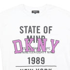 DKNY Womens White Graphic T-Shirt M Short Sleeve Crew Neck Cotton Blend