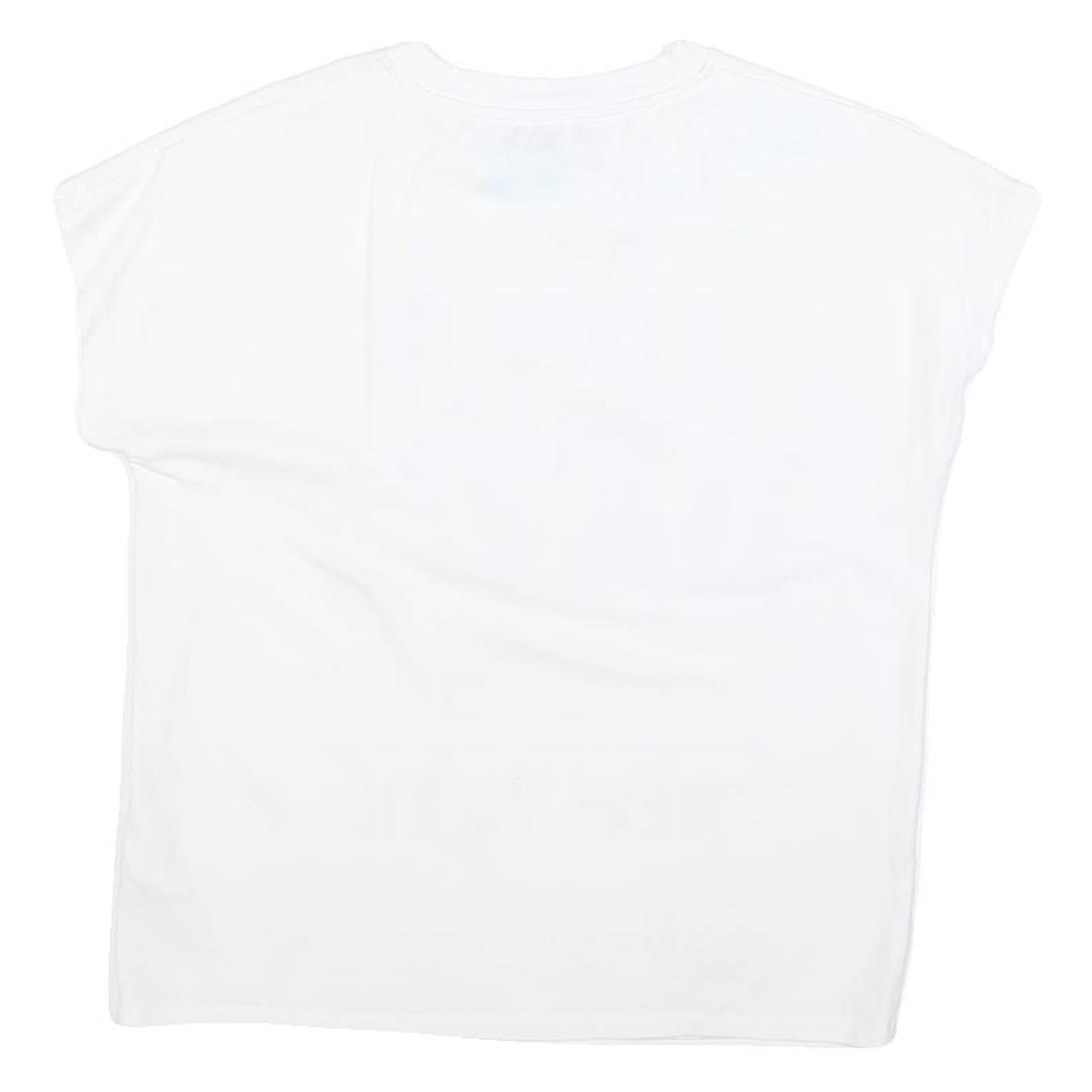 DKNY Womens White Graphic T-Shirt M Short Sleeve Crew Neck Cotton Blend