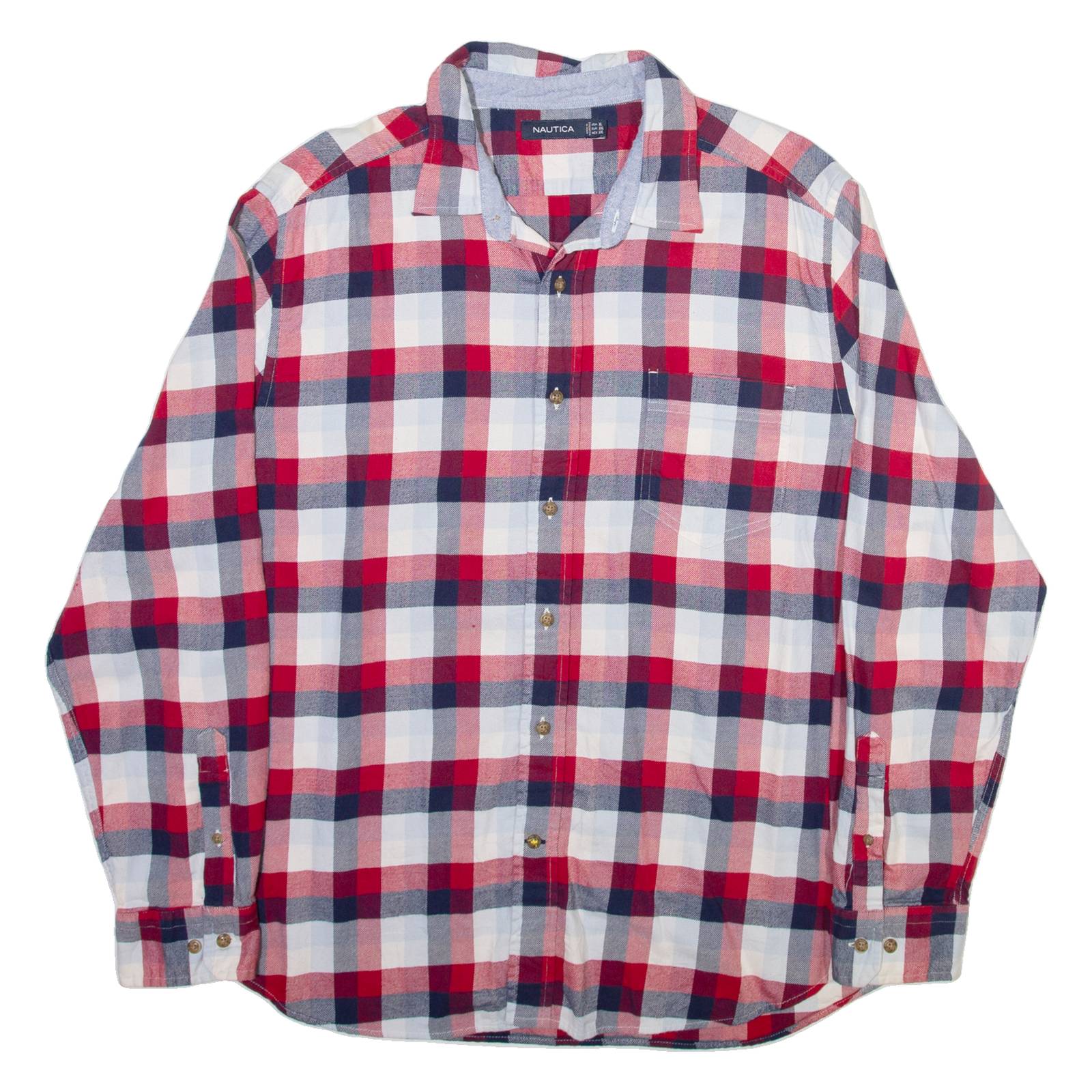 NAUTICA Mens Shirt Red Check Long Sleeve XL