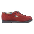 SWISS ALP Womens Leather Lace-Up Shoes Red Embroidered UK 6 Comfortable