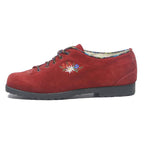 SWISS ALP Womens Leather Lace-Up Shoes Red Embroidered UK 6 Comfortable