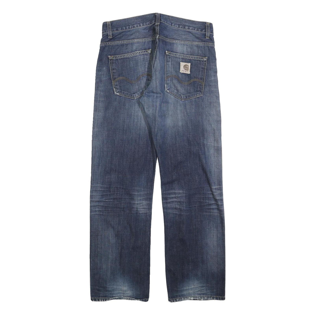 CARHARTT Mens Relaxed Blue Denim Jeans W32 L32 Workwear Casual Zip Closure