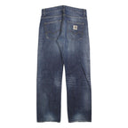 CARHARTT Mens Relaxed Blue Denim Jeans W32 L32 Workwear Casual Zip Closure