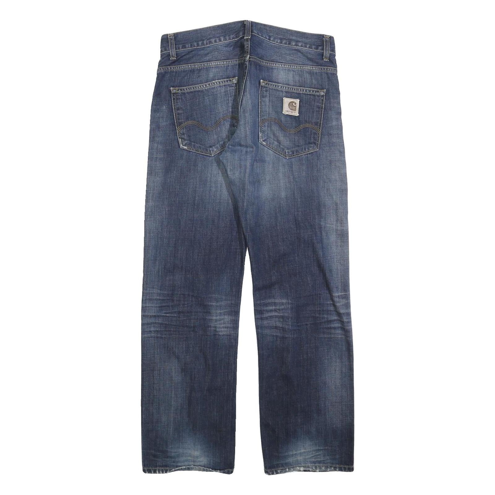 CARHARTT Mens Relaxed Blue Denim Jeans W32 L32 Workwear Casual Zip Closure