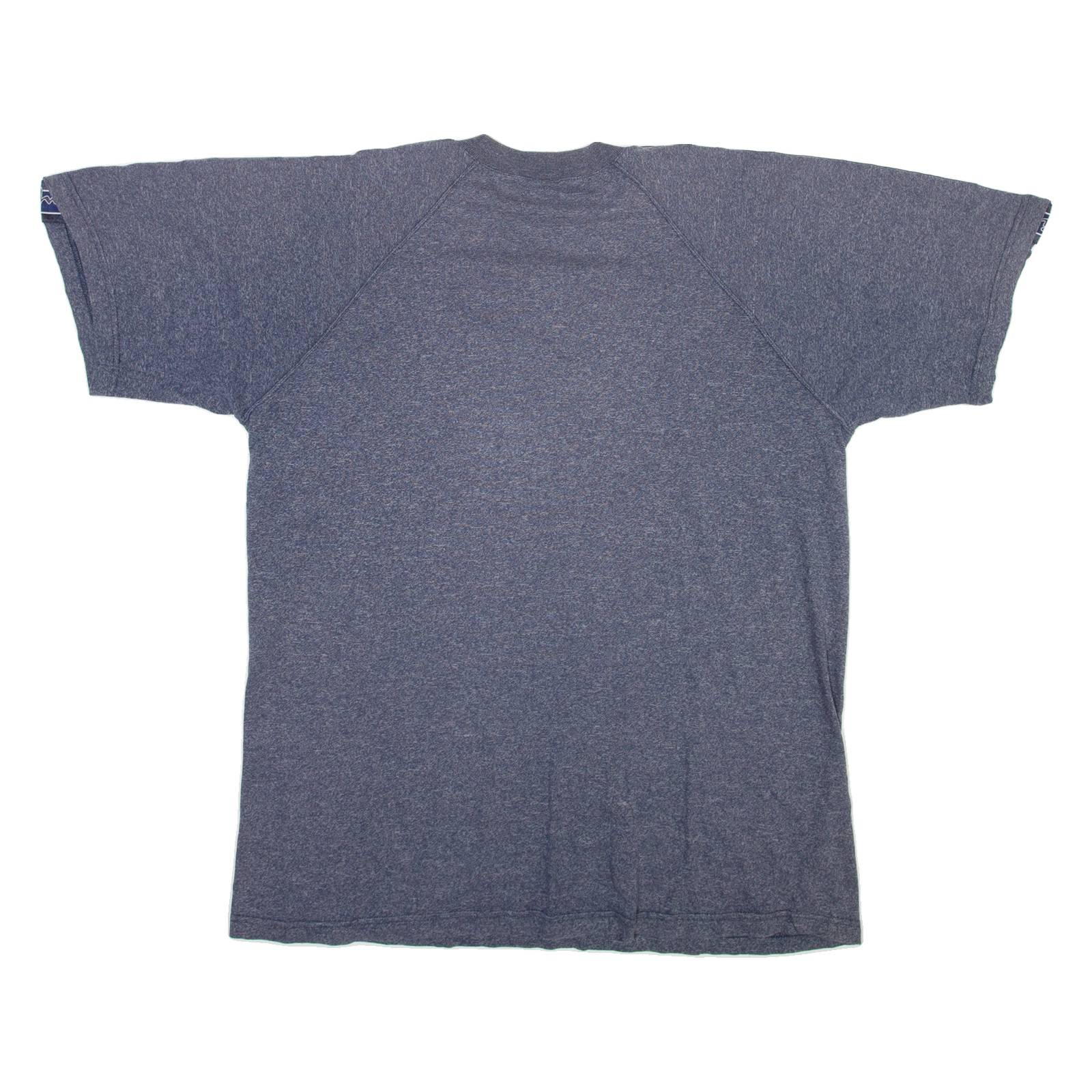 CHAMPION Mens T-Shirt Blue Button Neck L