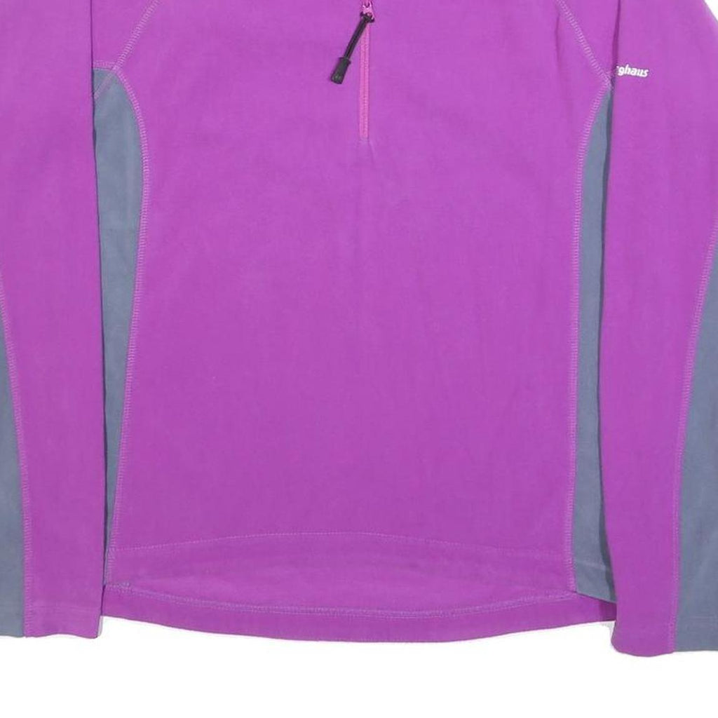 BERGHAUS Womens Purple & Grey Outdoor Patterned Jumper Quarter Zip Pullover UK