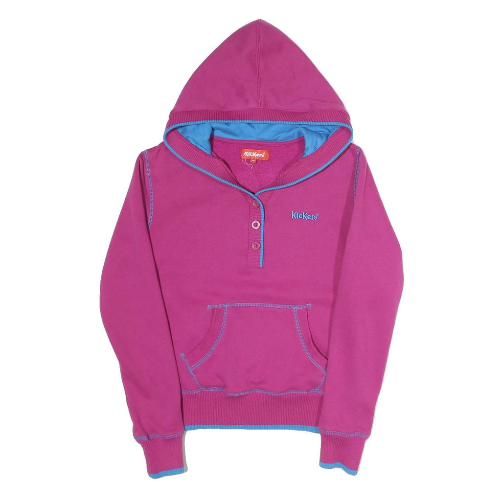 KICKERS Womens Pink & Blue Hoodie UK 10 Cotton Blend Pullover Casual Sweatshirt