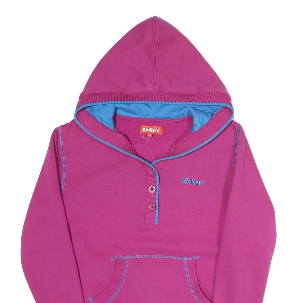 KICKERS Womens Pink & Blue Hoodie UK 10 Cotton Blend Pullover Casual Sweatshirt