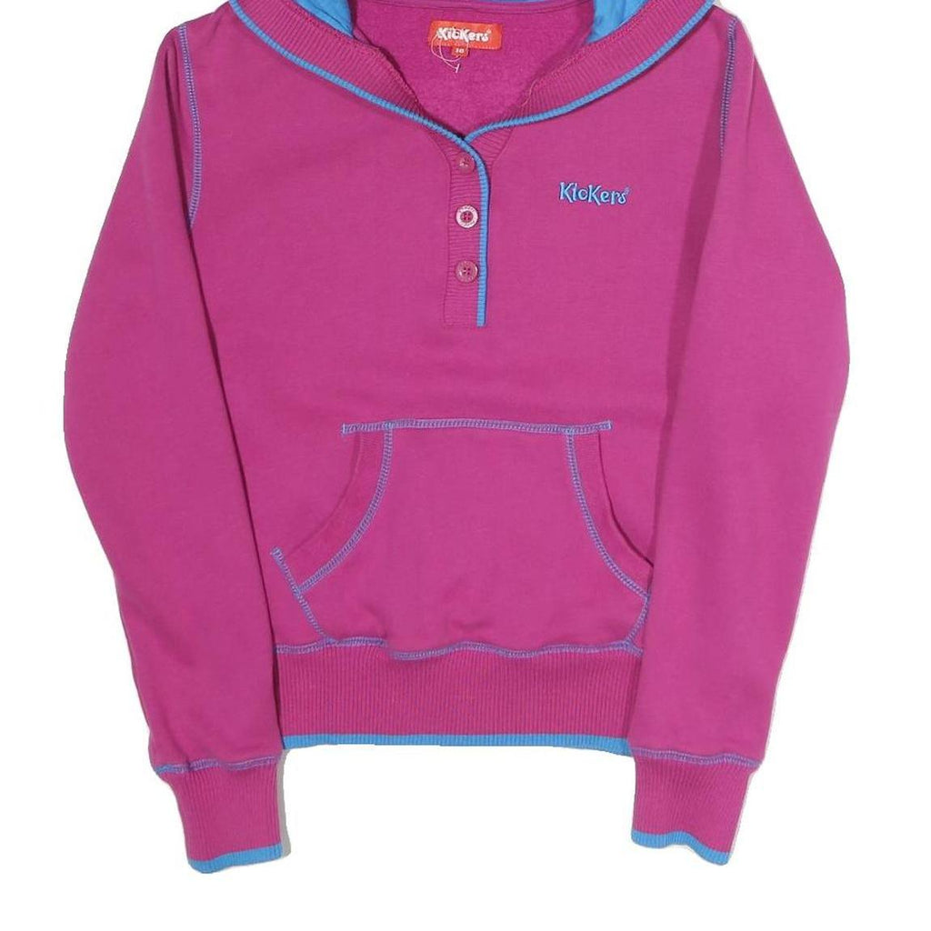KICKERS Womens Pink & Blue Hoodie UK 10 Cotton Blend Pullover Casual Sweatshirt