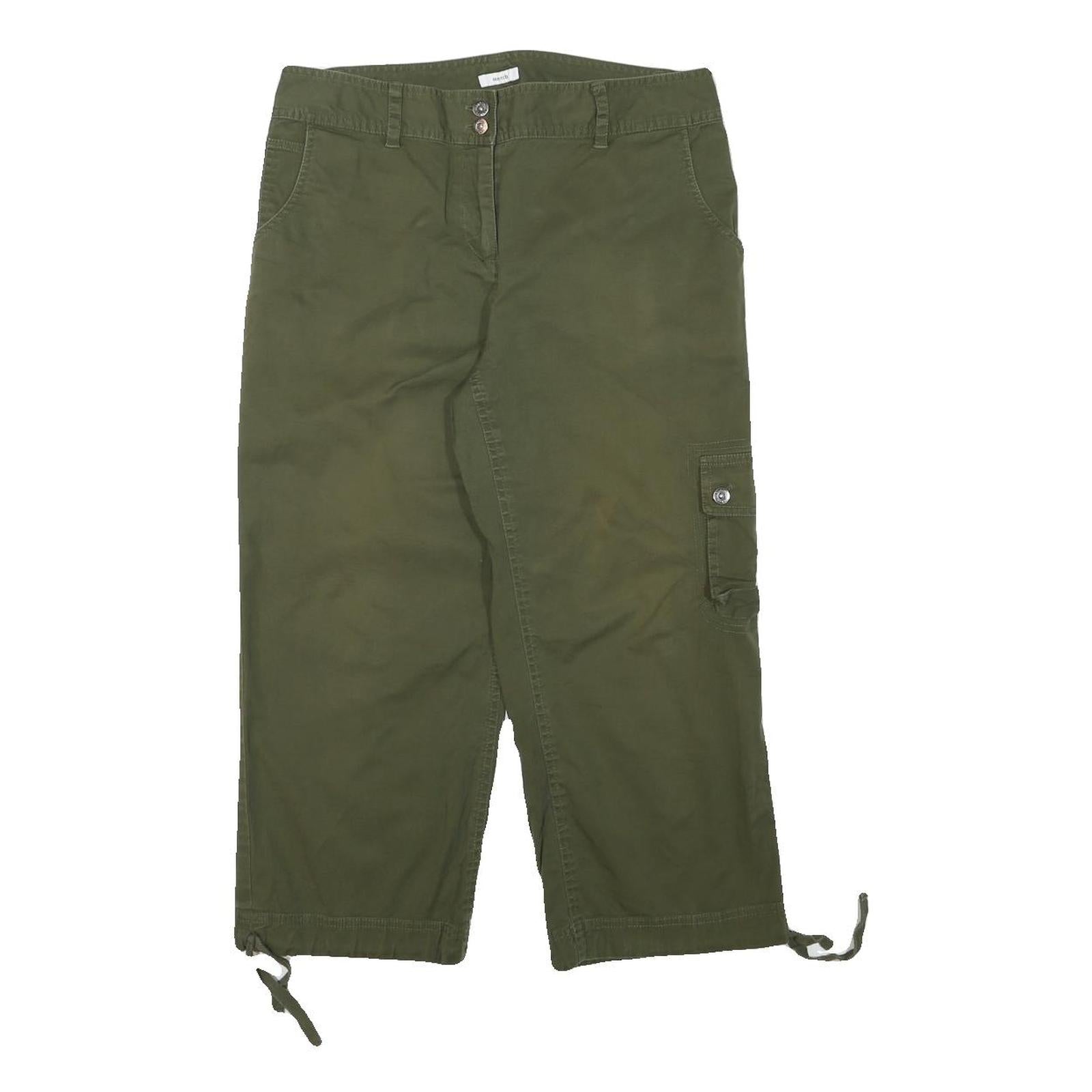 STRETCH Womens Shorts Green Cargo L W31 Cotton Blend Casual Utility