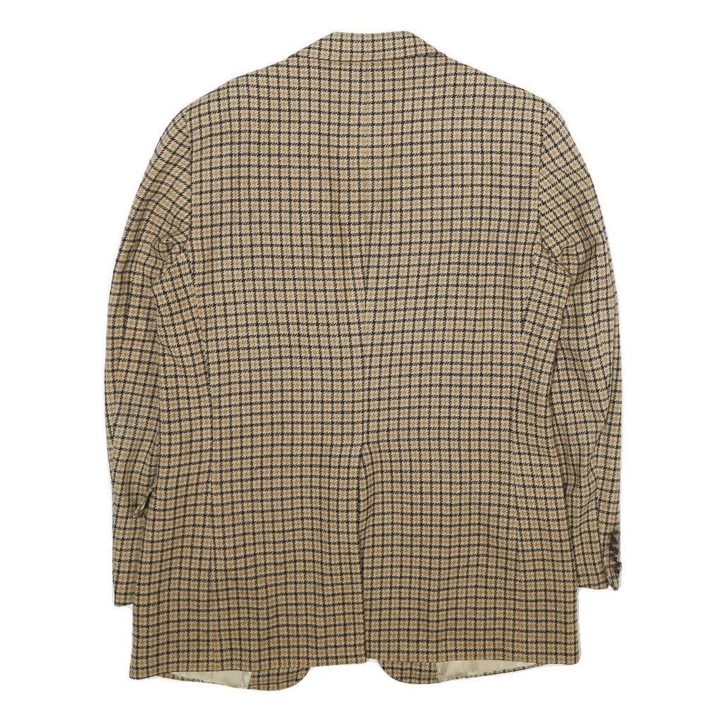 DONALD BROOKS Mens Beige & Brown Wool Check Button Jacket M Woven Classic