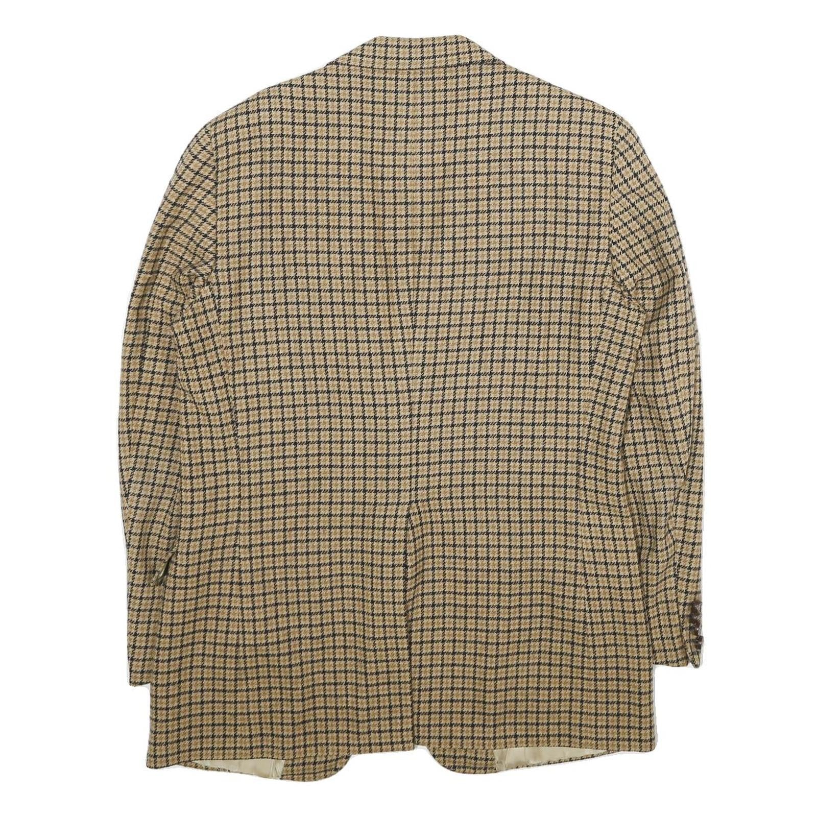 DONALD BROOKS Mens Beige & Brown Wool Check Button Jacket M Woven Classic