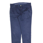 MASSIMO DUTTI Womens Cotton Blend Navy Regular Leg Trousers W34 L34 Casual