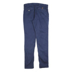 MASSIMO DUTTI Womens Cotton Blend Navy Regular Leg Trousers W34 L34 Casual