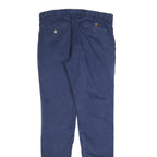 MASSIMO DUTTI Womens Cotton Blend Navy Regular Leg Trousers W34 L34 Casual