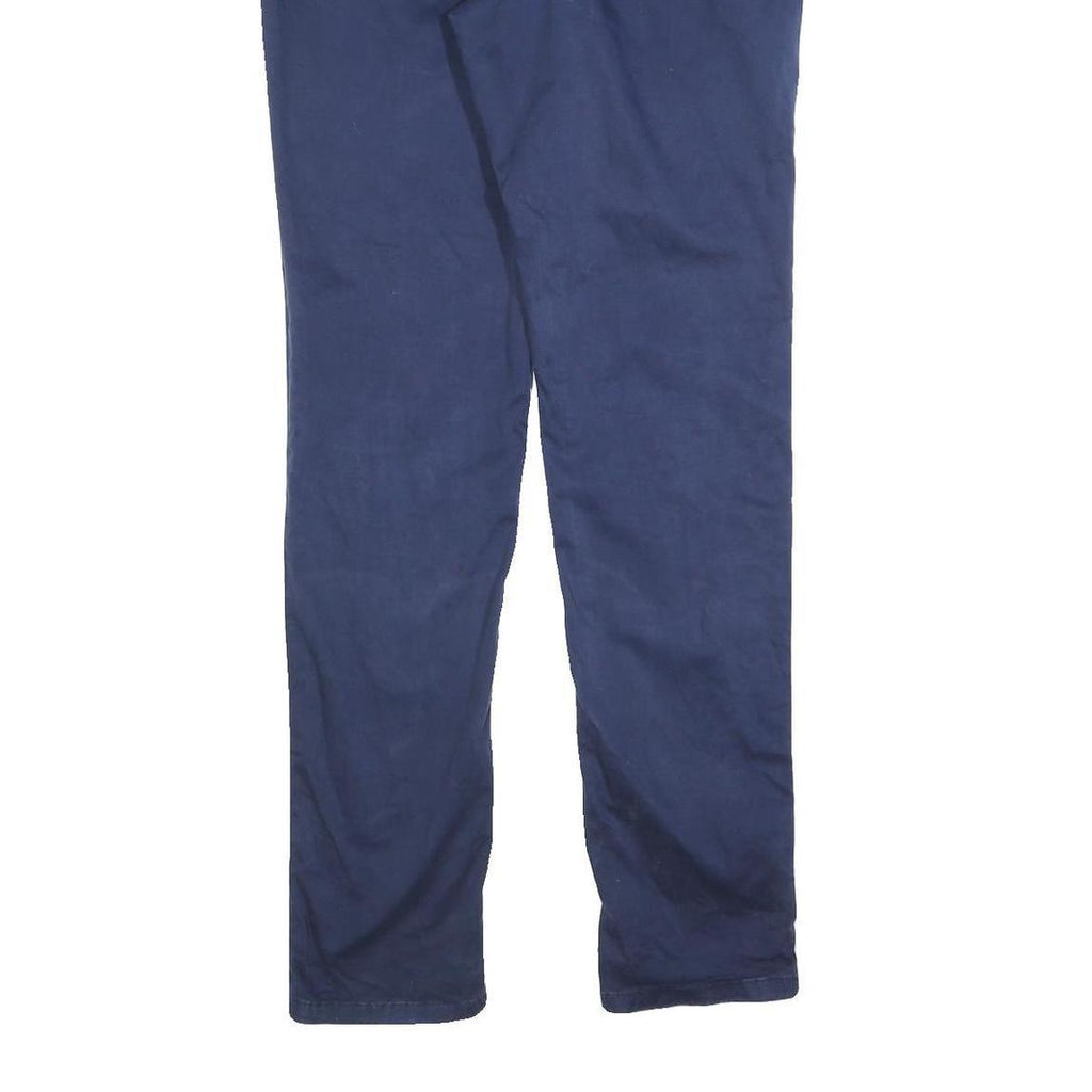 MASSIMO DUTTI Womens Cotton Blend Navy Regular Leg Trousers W34 L34 Casual