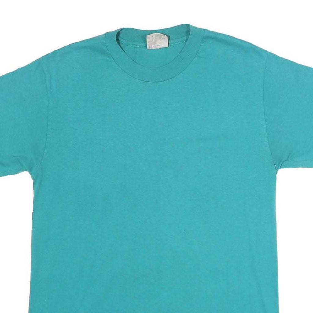 HANES Mens Blue T-Shirt M Short Sleeve Crew Neck Plain Cotton Blend Comfortable