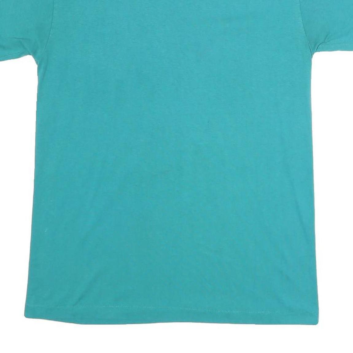 HANES Mens Blue T-Shirt M Short Sleeve Crew Neck Plain Cotton Blend Comfortable