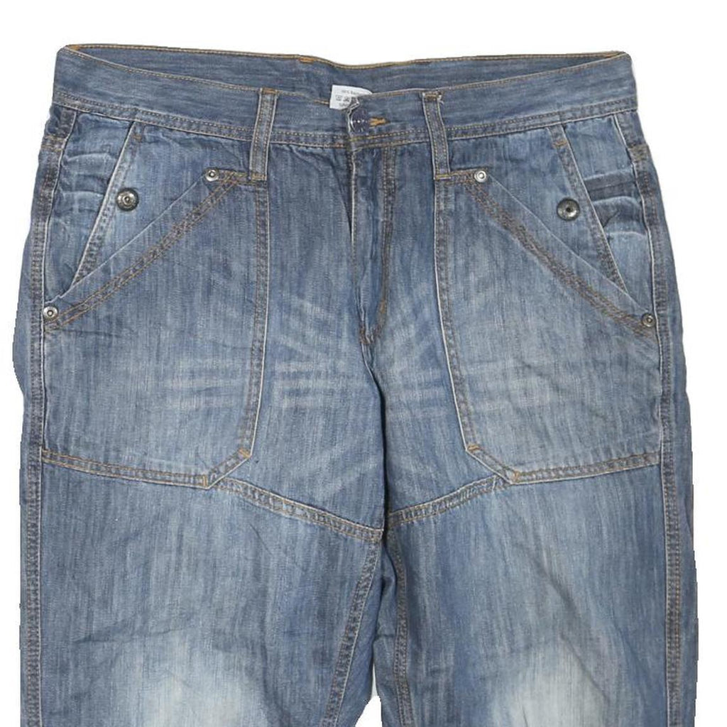 Mens Blue Denim Casual Shorts L W38 Cotton Blend Comfortable Fit Pocketed