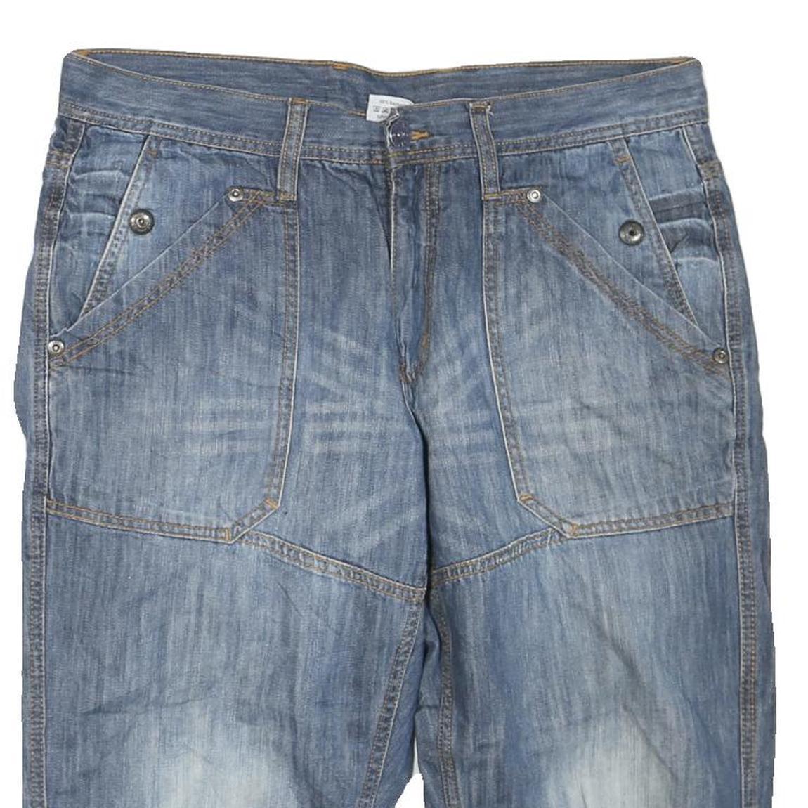 Mens Blue Denim Casual Shorts L W38 Cotton Blend Comfortable Fit Pocketed