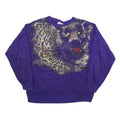 SASSY SPORT Womens Purple Leopard Print Crew Neck XL Animal Graphic Sweatshirt