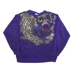 SASSY SPORT Womens Purple Leopard Print Crew Neck XL Animal Graphic Sweatshirt