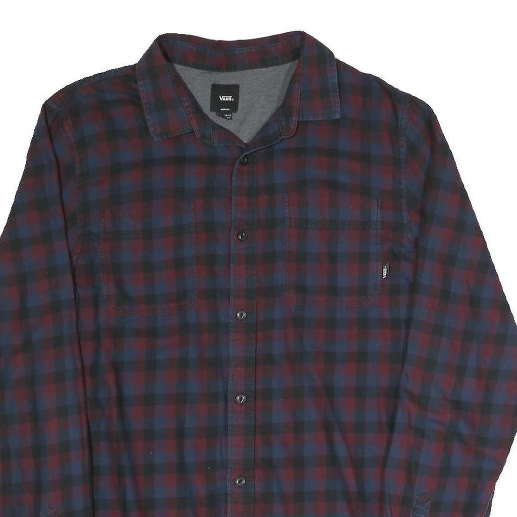 VANS Mens Blue & Maroon Check Shirt M Cotton Blend Casual Long Sleeve