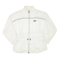 REEBOK Womens White Zip Up Jacket L Polyester Blend Plain Casual Activewear