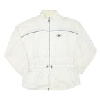 REEBOK Womens White Zip Up Jacket L Polyester Blend Plain Casual Activewear