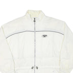 REEBOK Womens White Zip Up Jacket L Polyester Blend Plain Casual Activewear