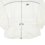 REEBOK Womens White Zip Up Jacket L Polyester Blend Plain Casual Activewear