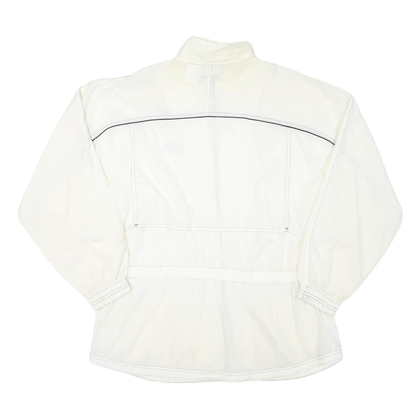 REEBOK Womens White Zip Up Jacket L Polyester Blend Plain Casual Activewear