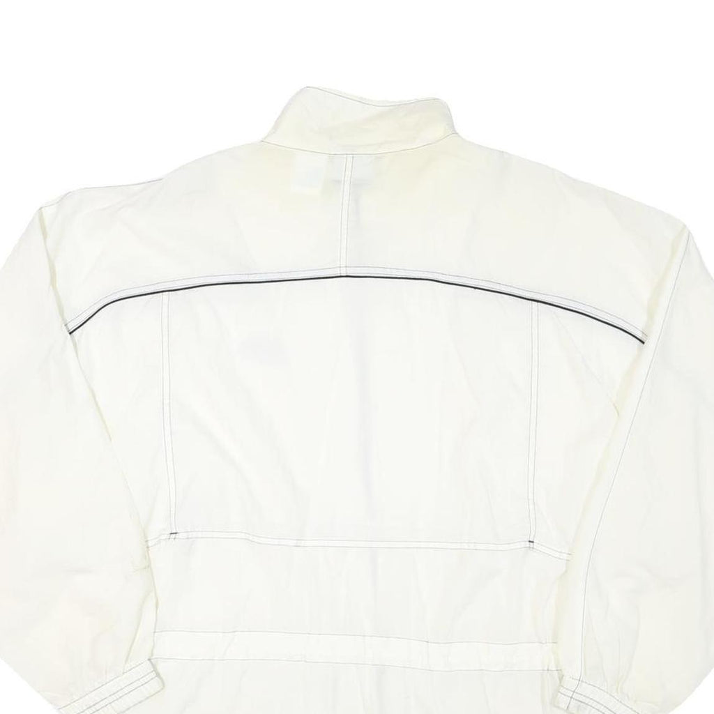 REEBOK Womens White Zip Up Jacket L Polyester Blend Plain Casual Activewear