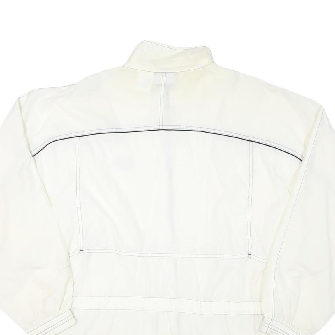 REEBOK Womens White Zip Up Jacket L Polyester Blend Plain Casual Activewear