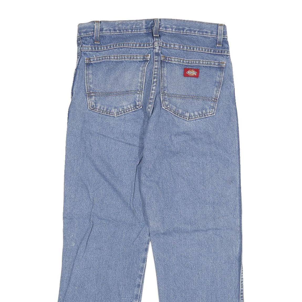 DICKIES Mens Blue Regular Straight Denim Light W30 L28 Cotton Blend Zip Jeans