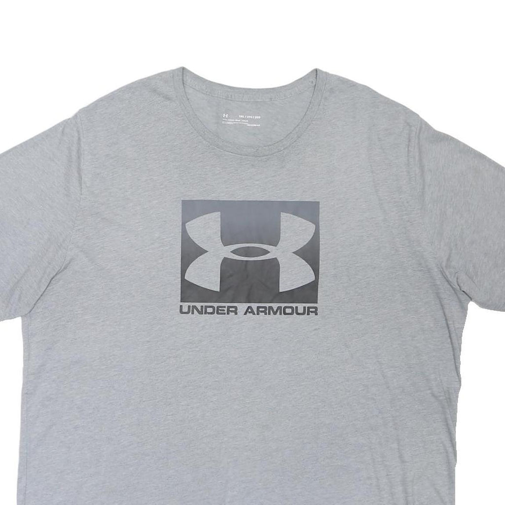 UNDER ARMOUR Mens Grey Athletic T-Shirt 3XL Short Sleeve Crew Neck Cotton Blend