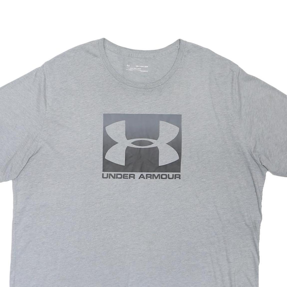 UNDER ARMOUR Mens Grey Athletic T-Shirt 3XL Short Sleeve Crew Neck Cotton Blend
