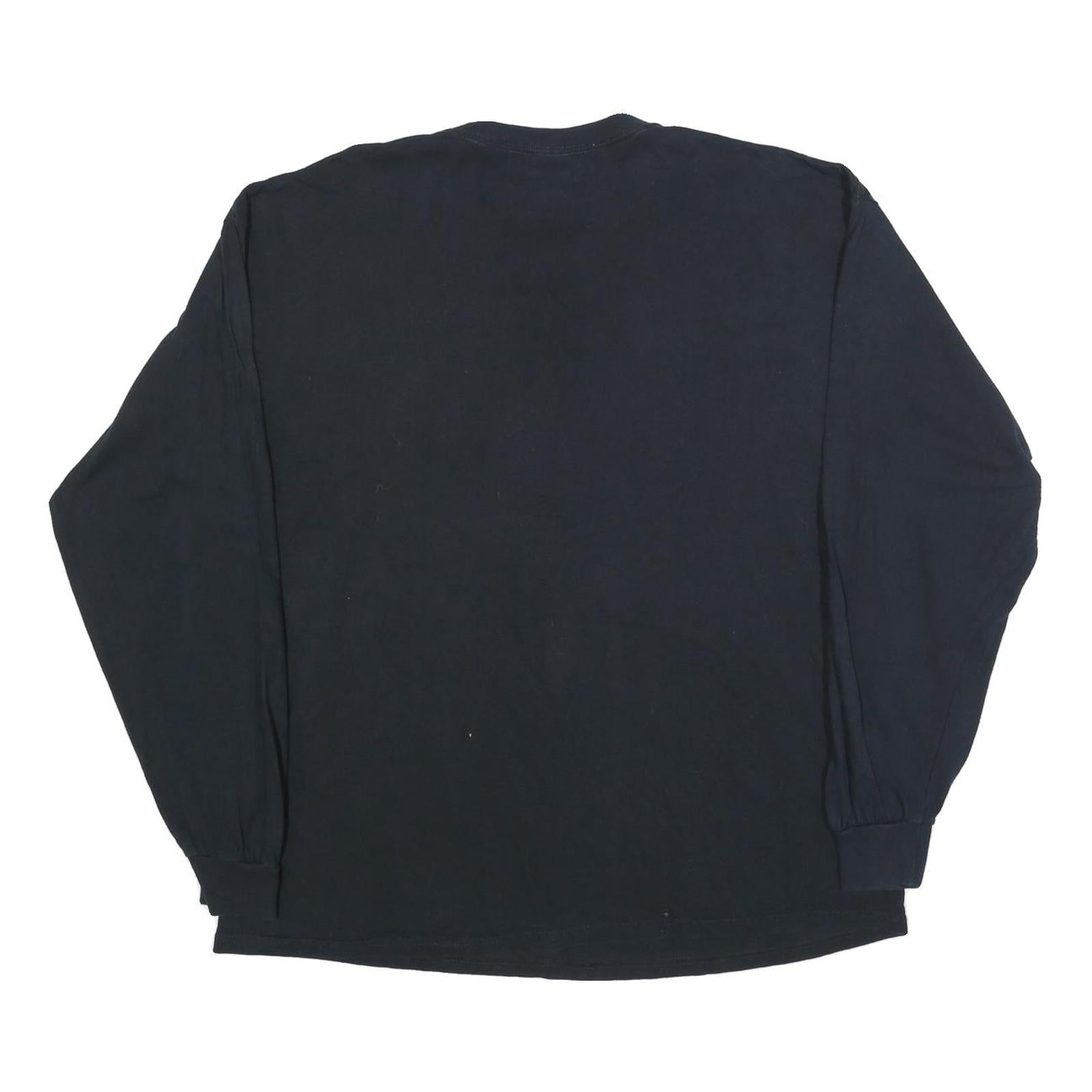 GILDAN Mens Black Lockhart Lions Baseball Graphic T-Shirt XL Long Sleeve Crew