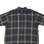 NAUTICA Mens Blue Green & Orange Check Shirt L Casual Button Down Cotton Blend