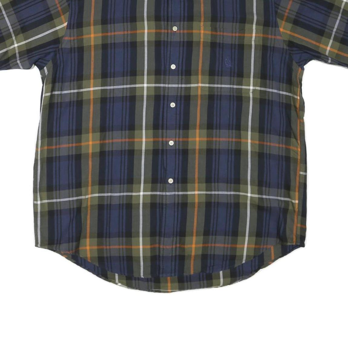 NAUTICA Mens Blue Green & Orange Check Shirt L Casual Button Down Cotton Blend