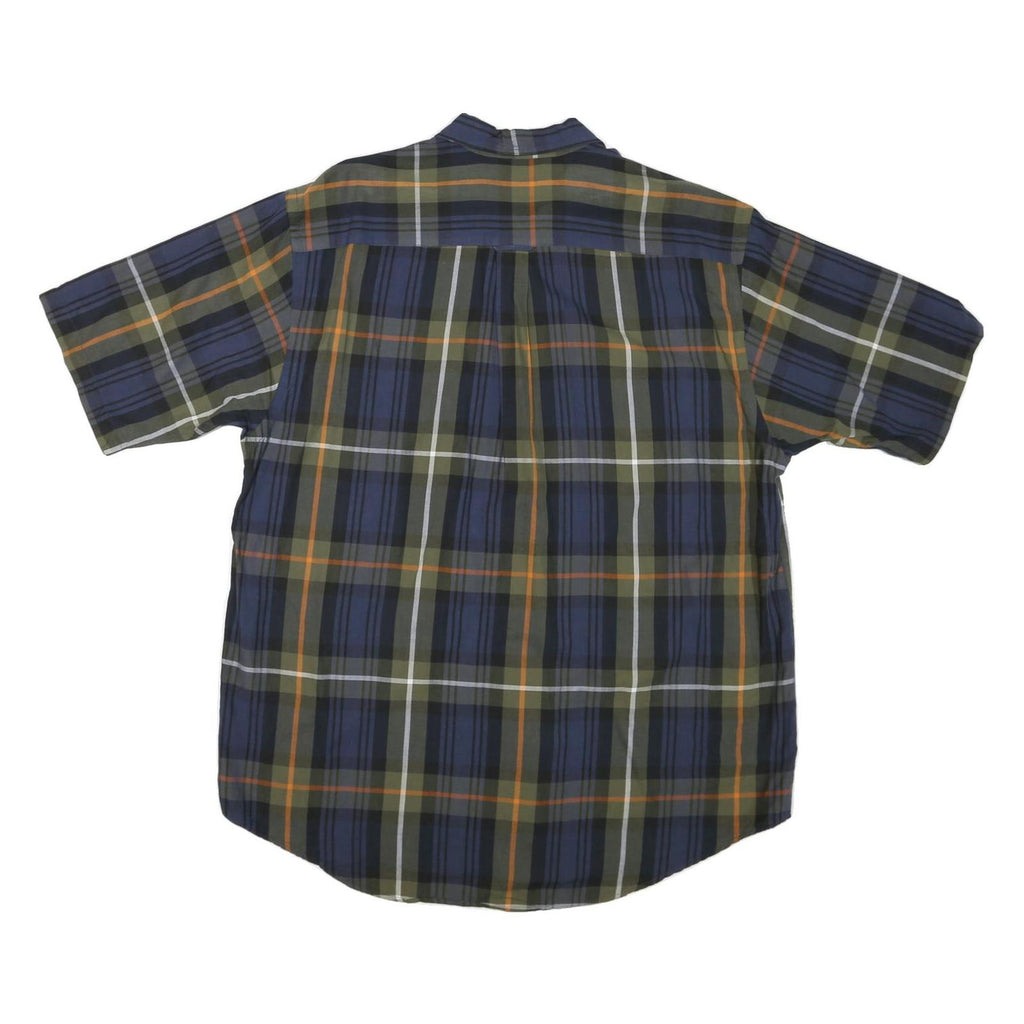 NAUTICA Mens Blue Green & Orange Check Shirt L Casual Button Down Cotton Blend