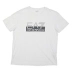 EA7 EMPORIO ARMANI Boys White Logo Graphic T-Shirt L Short Sleeve Crew Neck