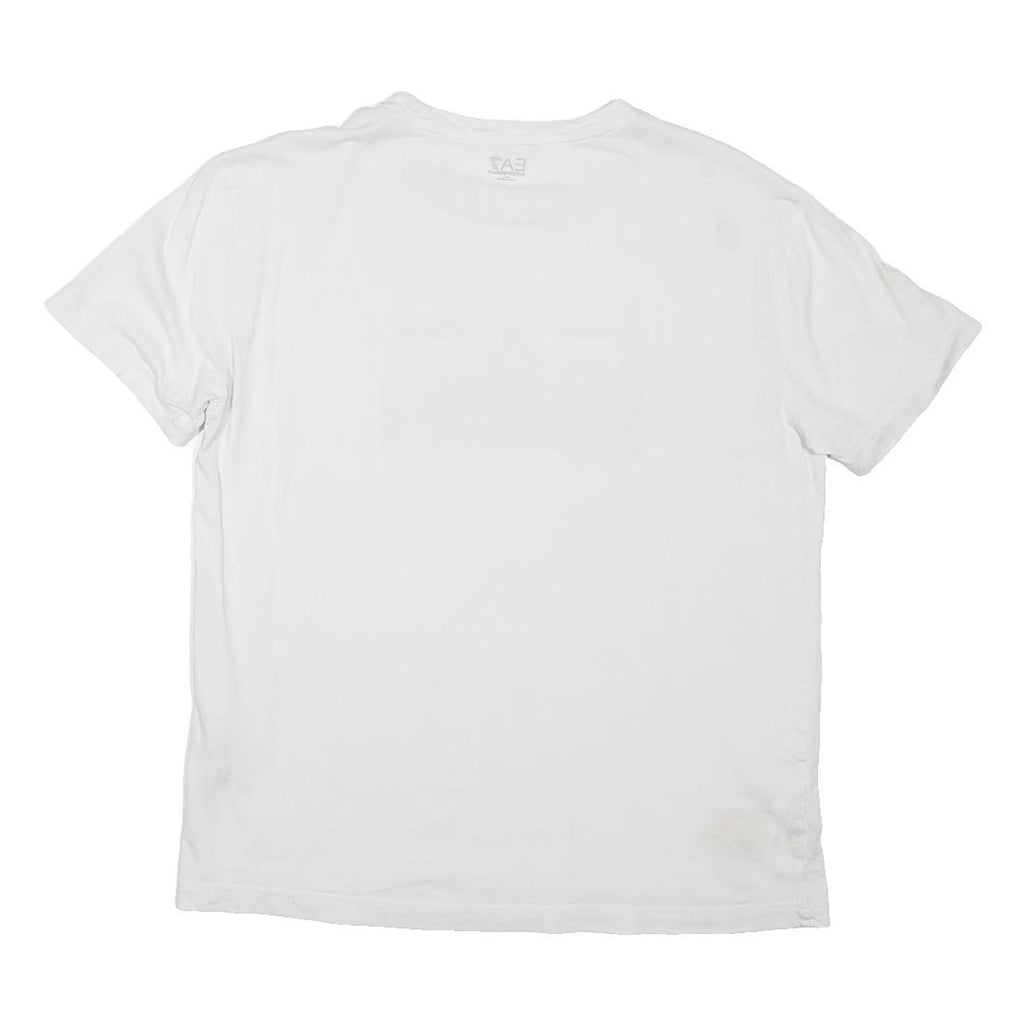 EA7 EMPORIO ARMANI Boys White Logo Graphic T-Shirt L Short Sleeve Crew Neck