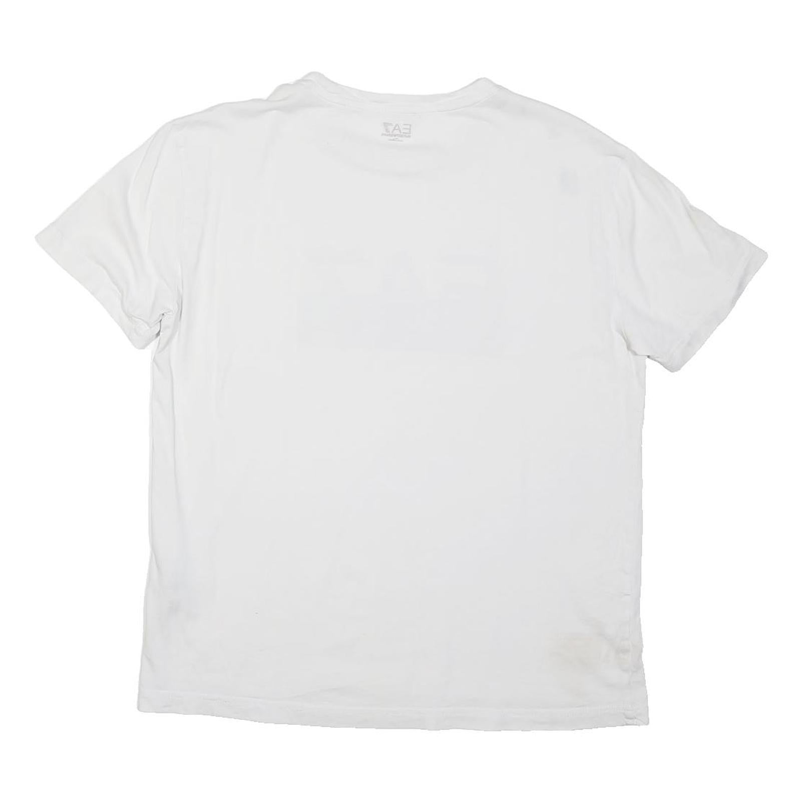 EA7 EMPORIO ARMANI Boys White Logo Graphic T-Shirt L Short Sleeve Crew Neck
