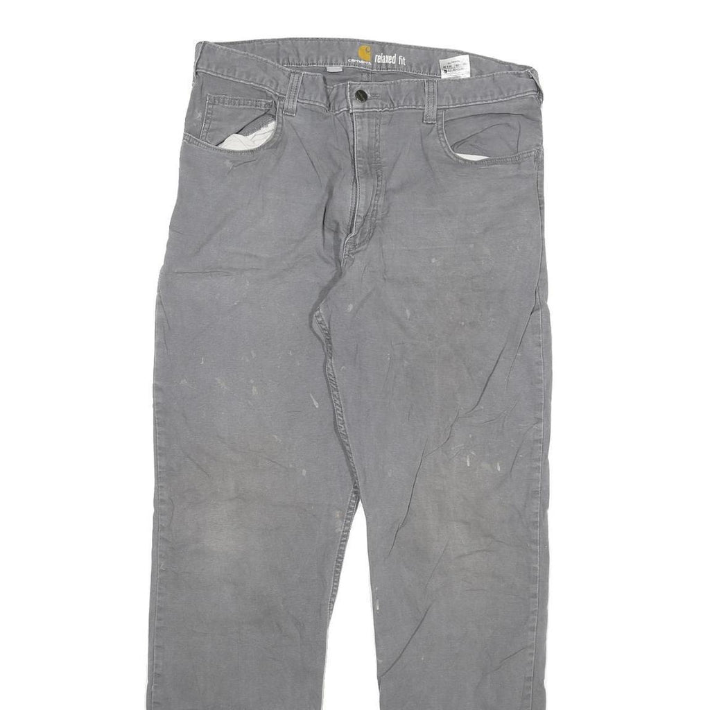 CARHARTT Mens Relaxed Fit Grey Cotton Blend Denim W36 L36 Workwear Utility Jeans