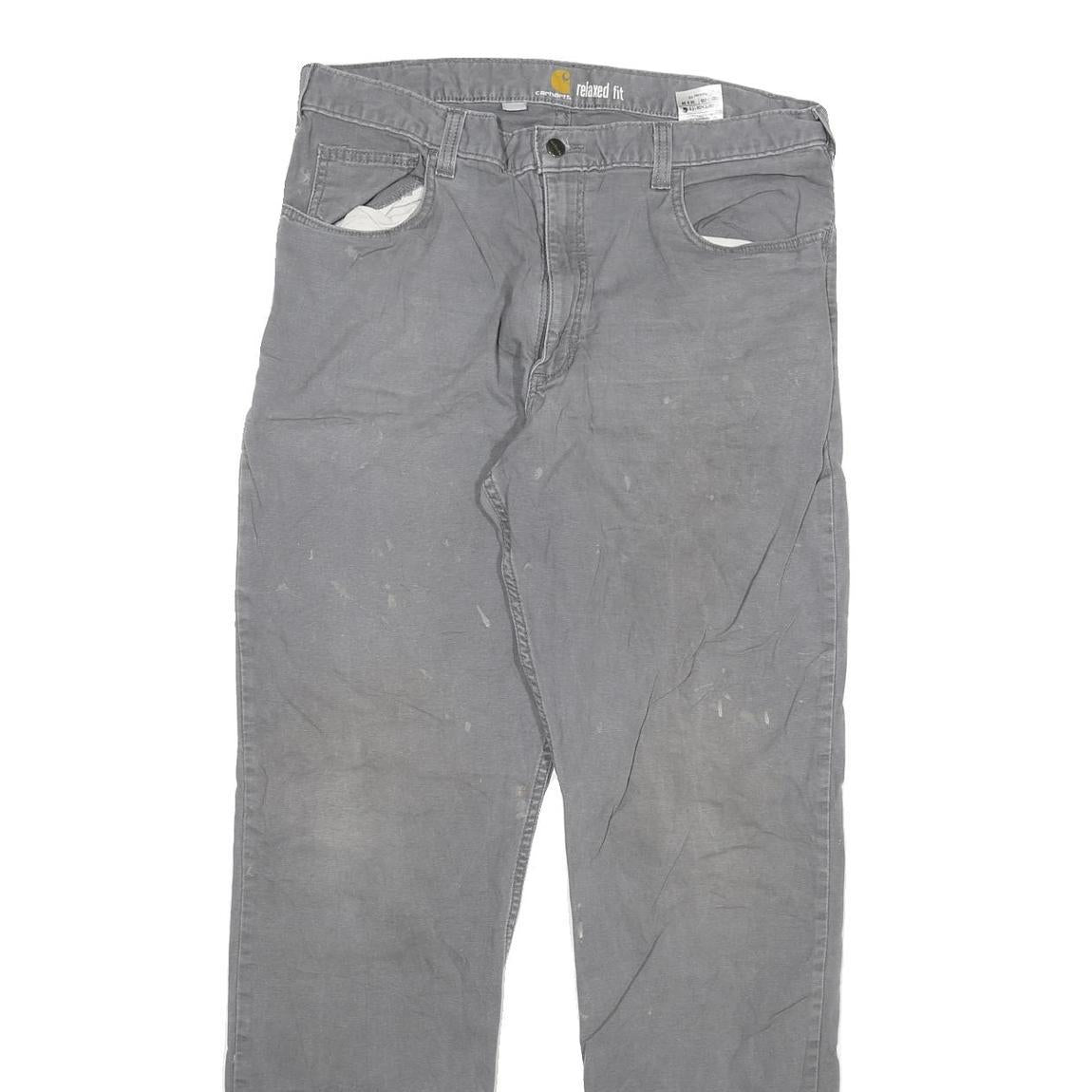 CARHARTT Mens Relaxed Fit Grey Cotton Blend Denim W36 L36 Workwear Utility Jeans
