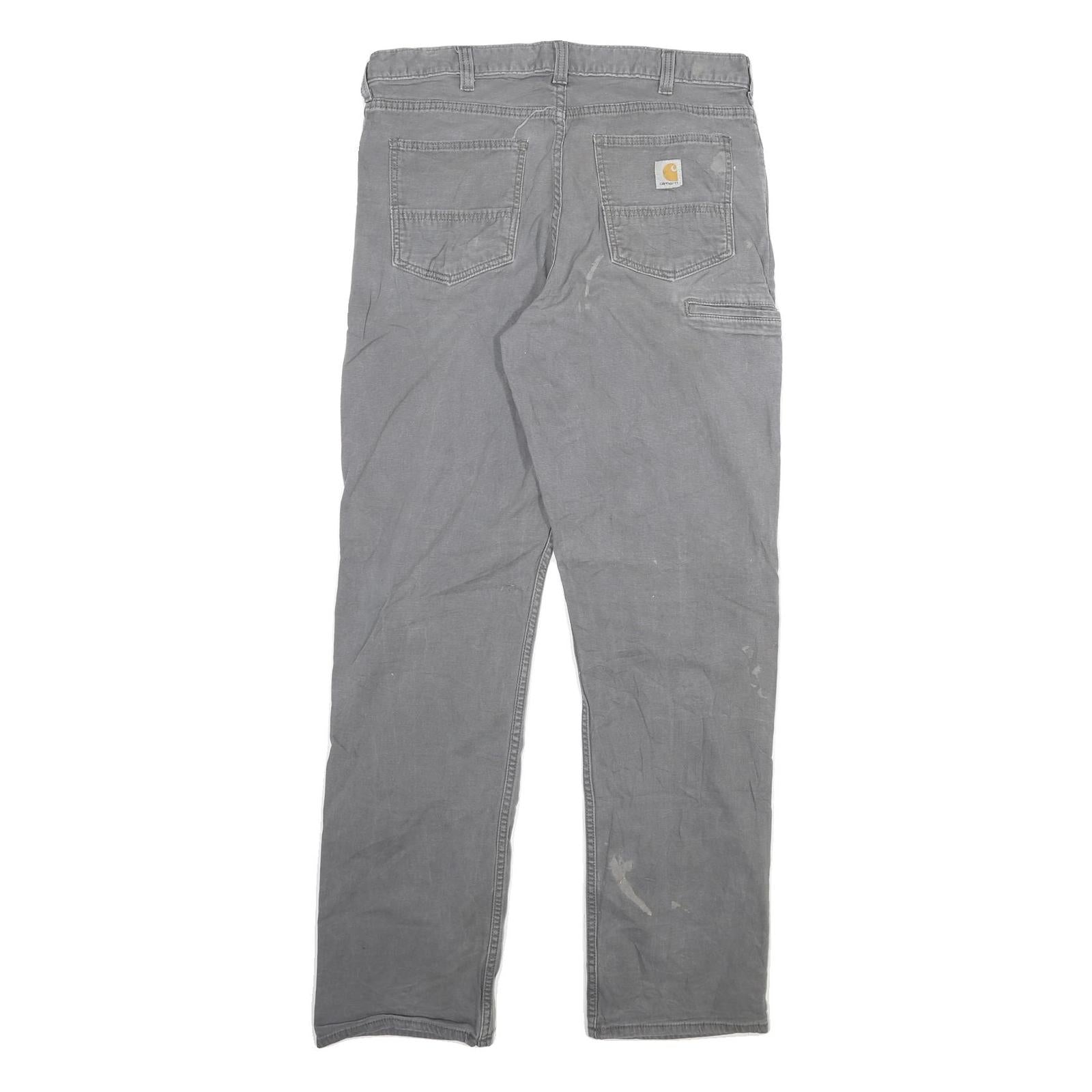 CARHARTT Mens Relaxed Fit Grey Cotton Blend Denim W36 L36 Workwear Utility Jeans