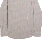 BOSS HUGO BOSS Mens Brown & Blue Check Shirt S Cotton Formal Button Collar