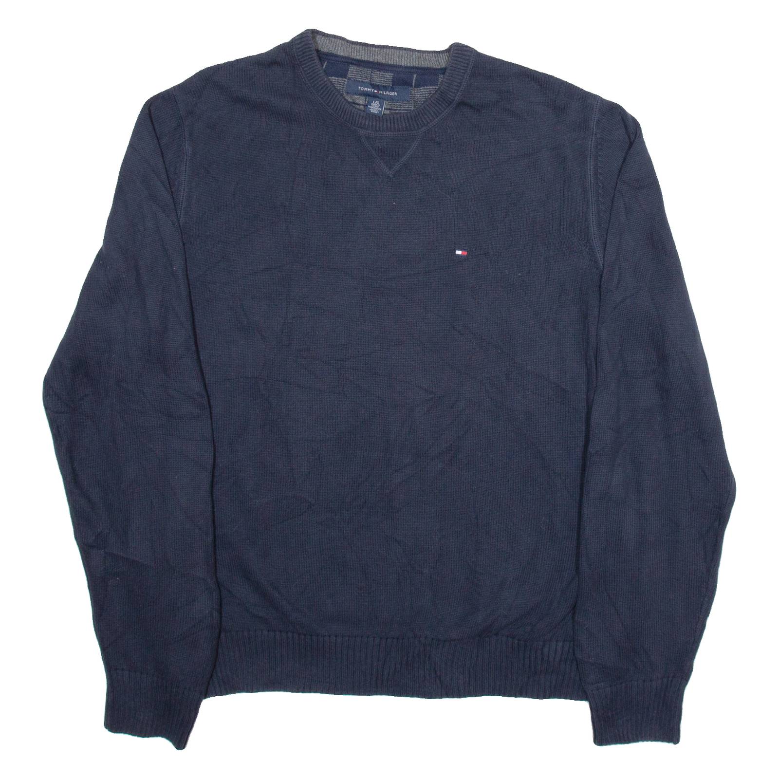 TOMMY HILFIGER Mens Jumper Blue Tight Knit L