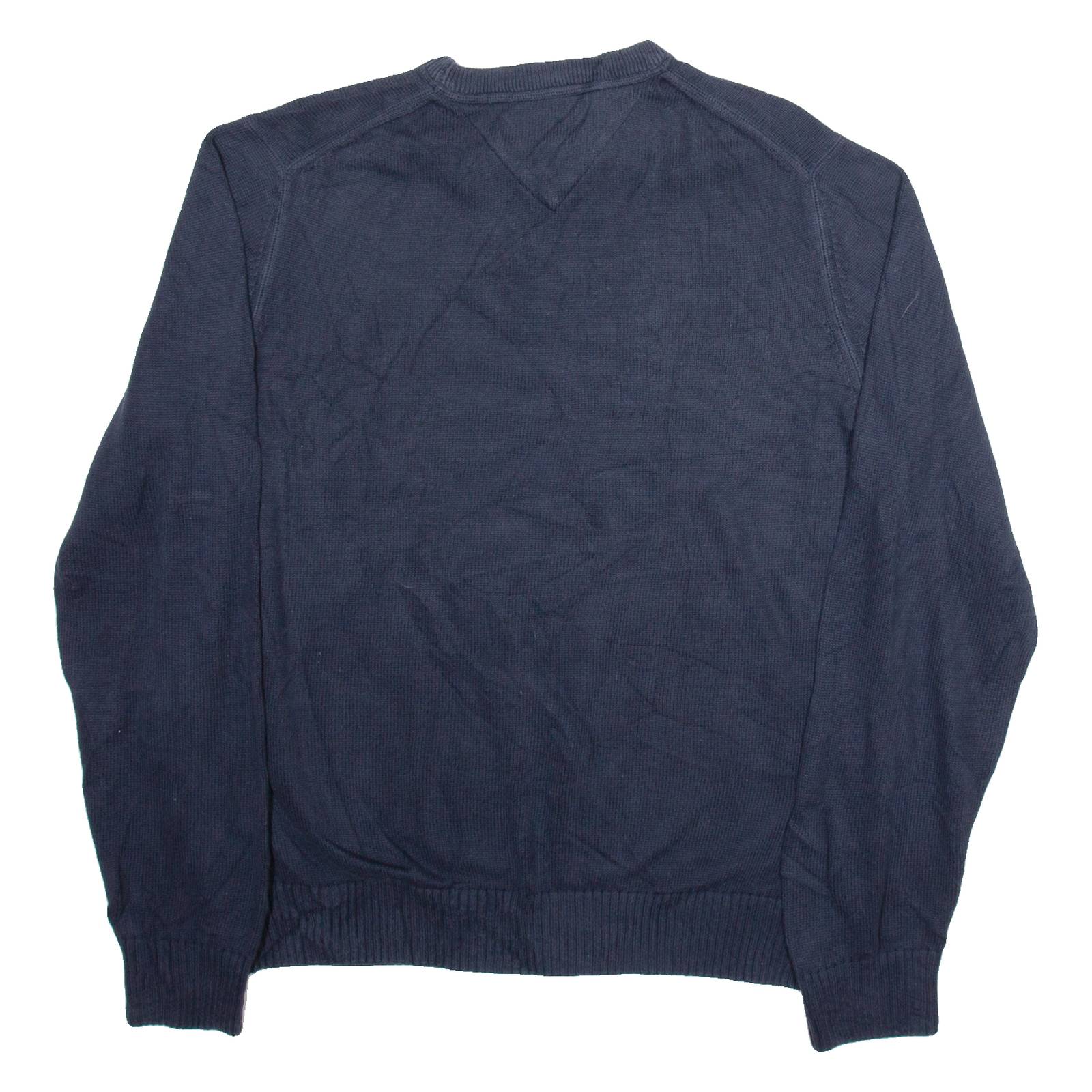 TOMMY HILFIGER Mens Jumper Blue Tight Knit L